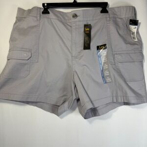 Women's Plus‎ LEE Midrise Gray Cargo Shorts 24 NWT Safari Utility